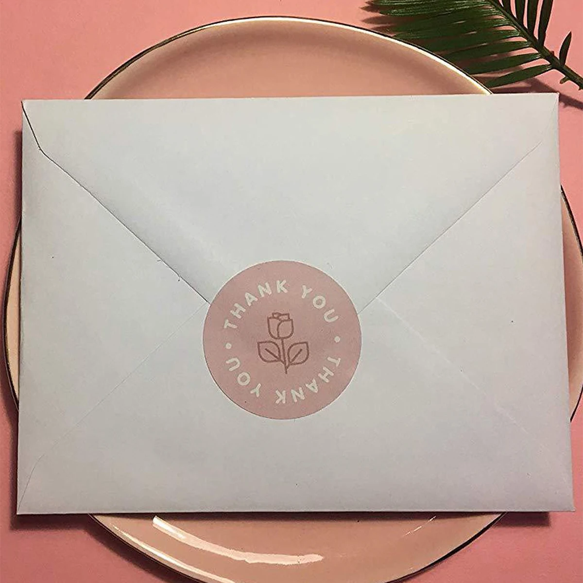 500pcs/Roll Thank You Stickers Rose Round Label Stickers Envelope Gift Packaging Stationery for Birthday Wedding Business
