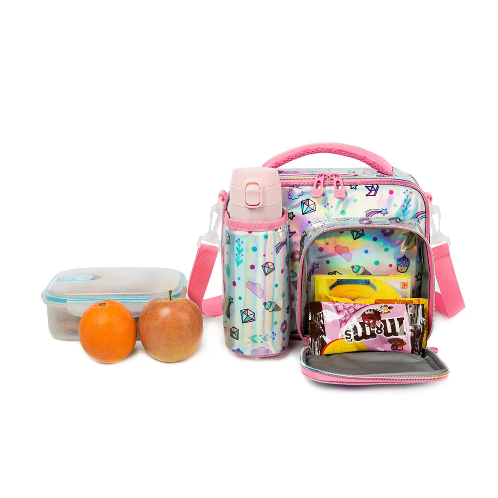 Lunch Box Bag for Gilrs Kids Unicorn Pattern Lunchbag Tote Oxford Lunch Bag Insulation Package Portable with Bottle Pocket 2022