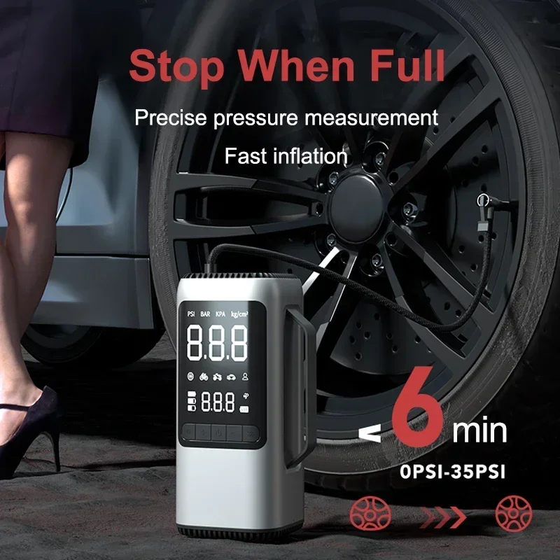 6 in1 Car Jump Starter & Vacuum Cleaner Portable Air Compressor Inflator Pump Power Bank Boost Start Device With Suction & Blow