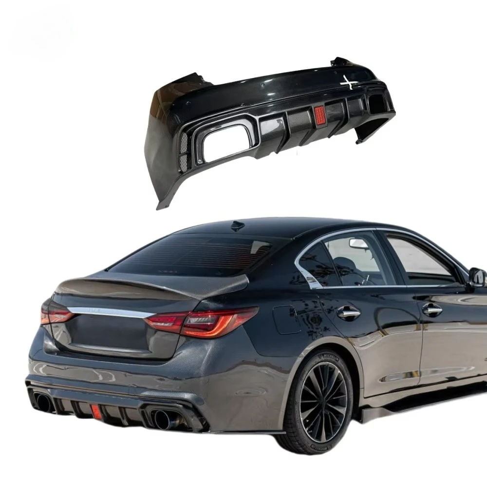 For Infiniti Q50 Carbon Fiber Rear Bumper Car Modification Carbon Fiber Navigation Light Rear Bumper Upgrade Kit Decoration