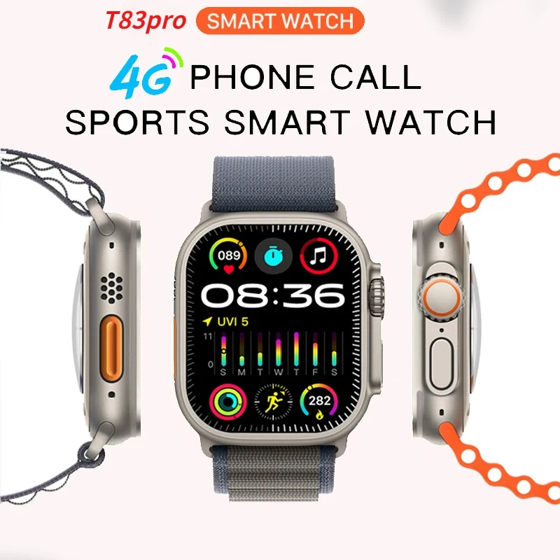 

2024 Smartwatch independent SIM card cellular network sports 4G T83pro supports APP Bluetooth connection earphones smartwatch