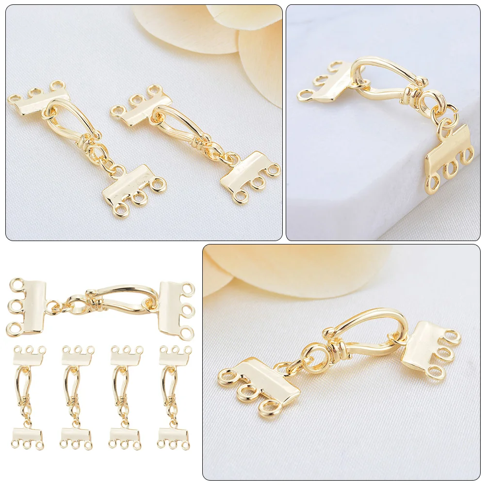 5 Pcs Jewelry Accessories Necklace Clasps Connectors for Multiple Necklaces Bracelet DIY Buckle Connection Buckles Copper