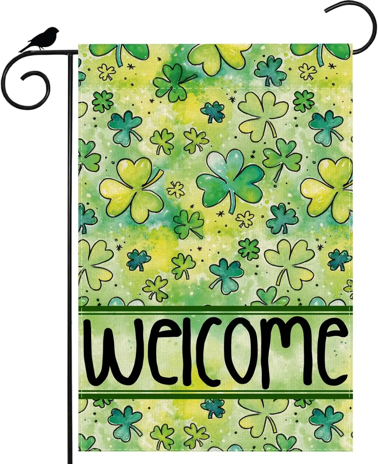 Welcome Green Shamrocks Clovers St. Patrick's Day Garden Flag 12x18 Inch Double Sided Small Mini Yard Flag Outdoor Outsi FFL IIC
