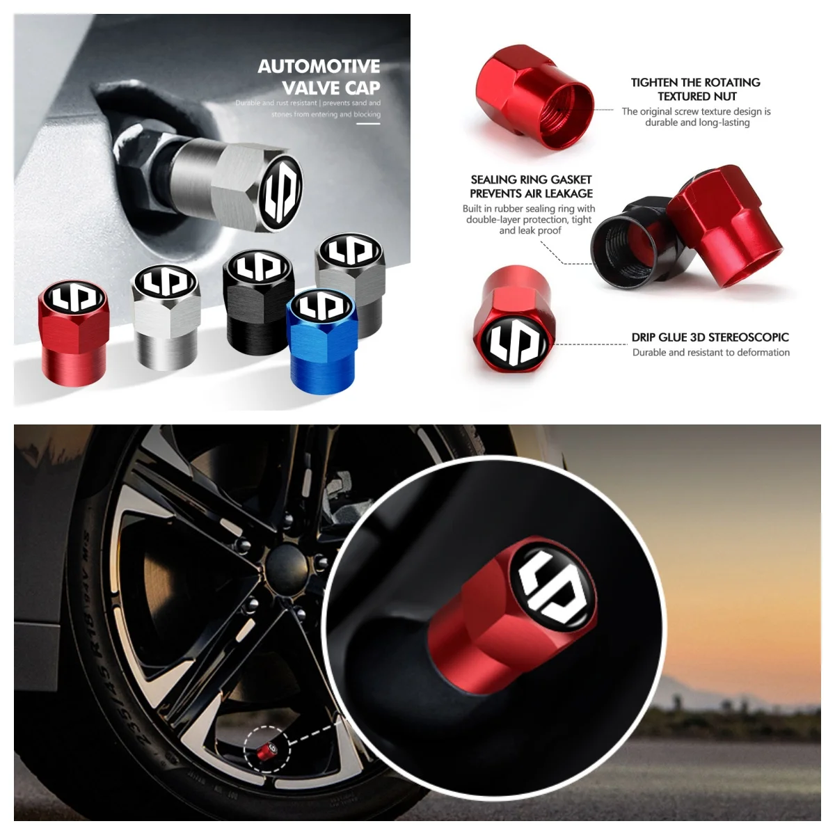 4Pcs Aluminum Alloy Car Tire Valve Stem Caps Anti‑Dust Air Valve Cover For Leapmotor C10 C11 C01 T03 C16 Wheel Exterior Styling