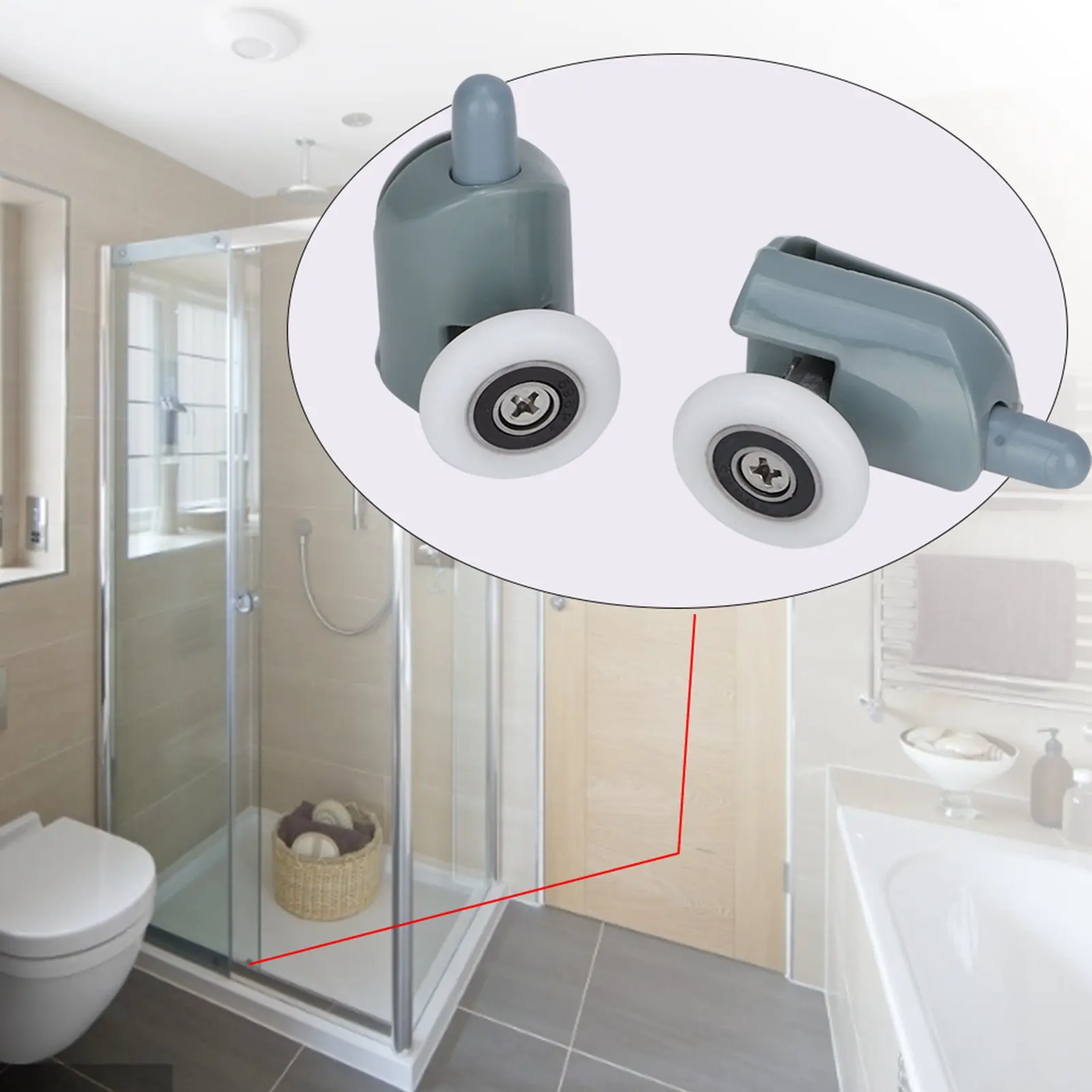 Replacement Shower Sliding Glass Door Bottom Runners Rollers Pulleys Wheel (Single Wheel)