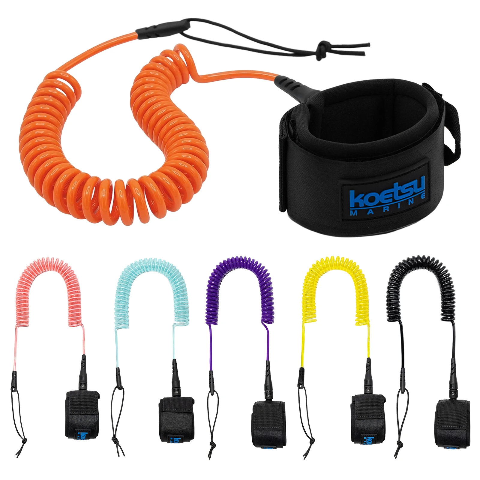Coiled SUP Paddle Leash 5.5/5mm Thick SUP Ankle Safety Rope Stand Up Paddle Board Leg Rope for Paddleboard Shortboard Longboard