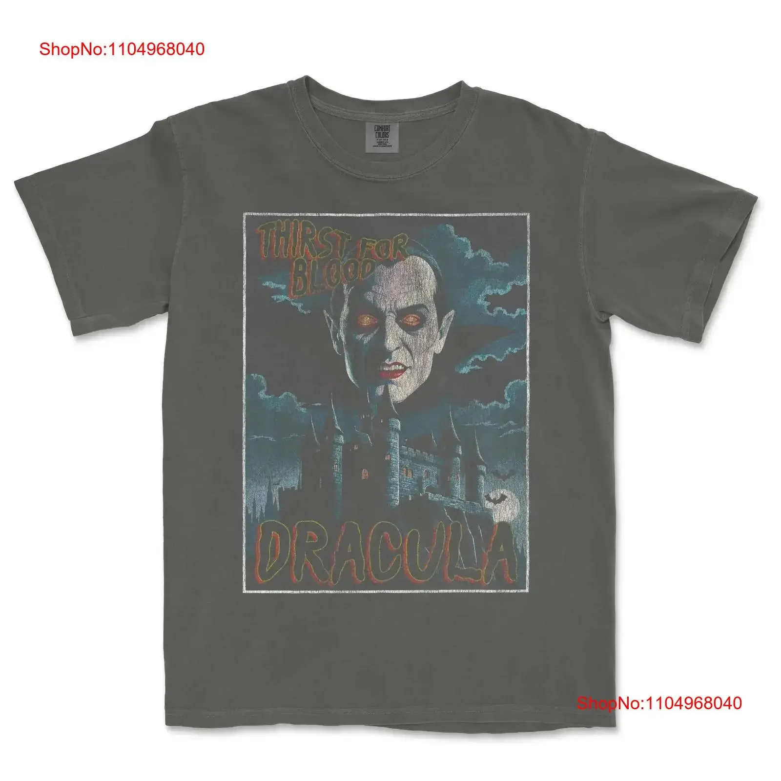 

Vintage Dracula T Shirt Vampire Gothic Halloween Night Top vintage Washed Versatile Slightly graphic Soft Breathable Unisex