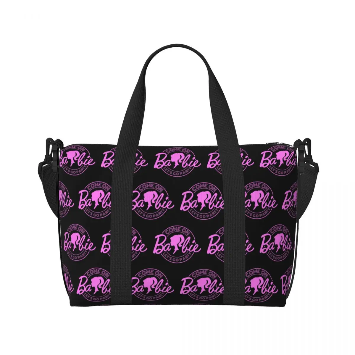 Custom Come On Barbie X Party Beach Tote Bag Women Large Compartment Gym Beach Travel Bags