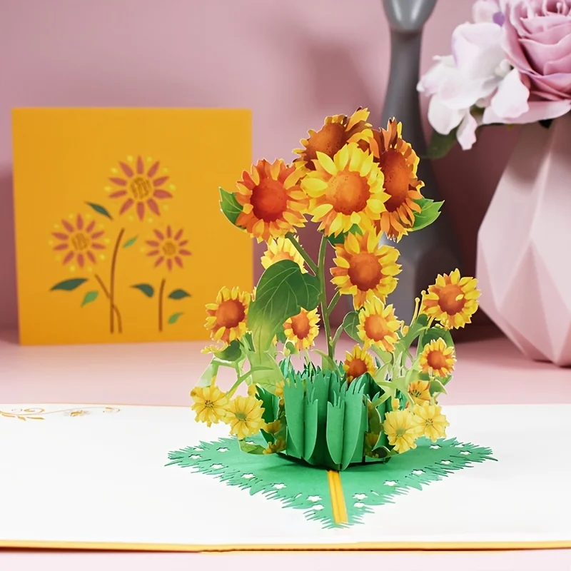 

1/2 шт. 3D открытка-сюрприз ко Дню матери, с дизайном подсолнуха, уникальный подарок ручной работы для мамы, на день рождения, выпускной.