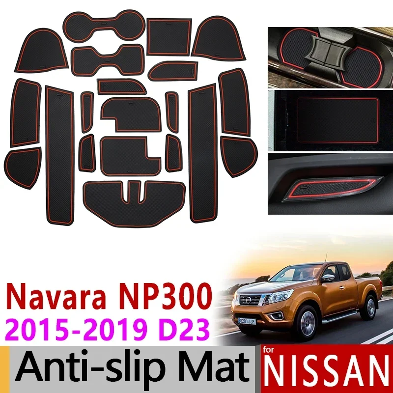 for Nissan Navara NP300 D23 Anti-Slip Rubber Cup Door Groove Mat 20pcs 2015 2016 2017 2018 Accessories Car Stickers Car Styling