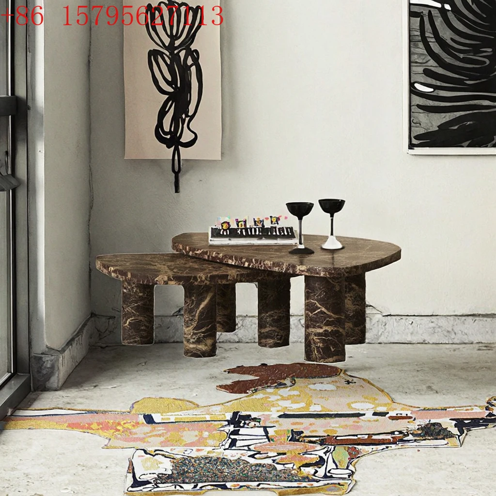 

Комплект из 2-х журнальных столиков из натурального камня JINZHI STONE, легкоочищаемые, для дома, на заказ, высококачественные, современный дизайн, из красного мрамора