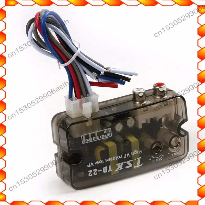 -AT52 12V Auto Car Audio Converter Speaker Level Converter Adapter Adjustable Frequency Cable