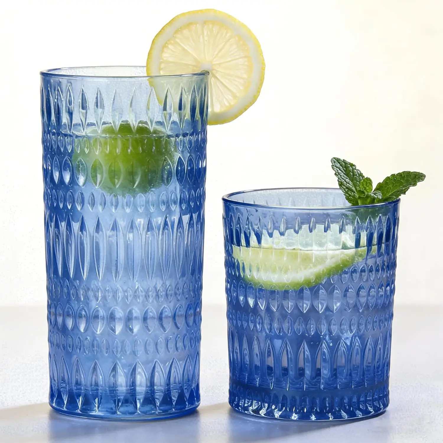 

Набор стеклянной посуды: 8 стаканов для напитков, 14-унцевые стаканы Highball и 10-унцевые ребристые стаканы, винтажный дизайн