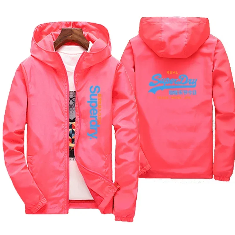 New spring and autumn large size trend men's and women's jacket, fashion casual waterproof zipper hooded trench jacket for men