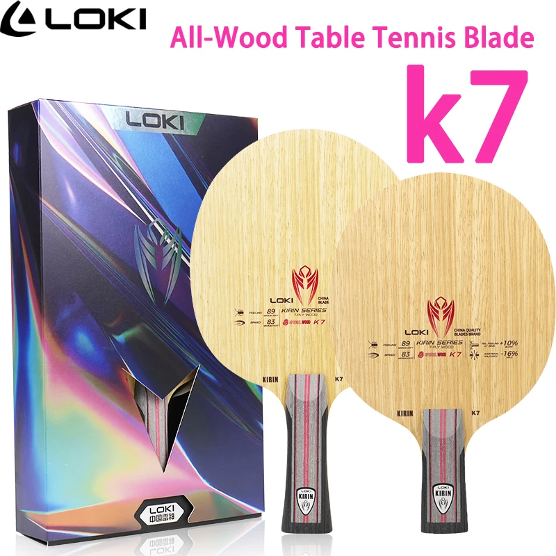 LOKI - Raqueta de Tenis de Mesa de Madera Pura de 7 Capas K7, Raqueta de Tenis de Mesa para Ataque Rápido OFF+, para Todos los Jugadores FL/CS