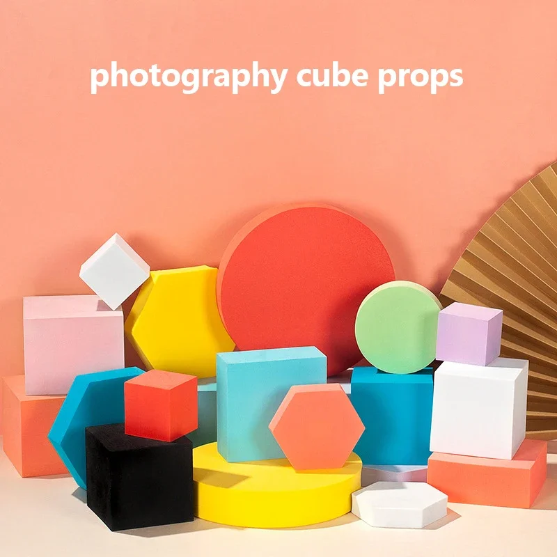 INS Photography Cube Photo Props Foam Geometric Cube Shooting Props For Photography Backdrops Studio Photography Accessories