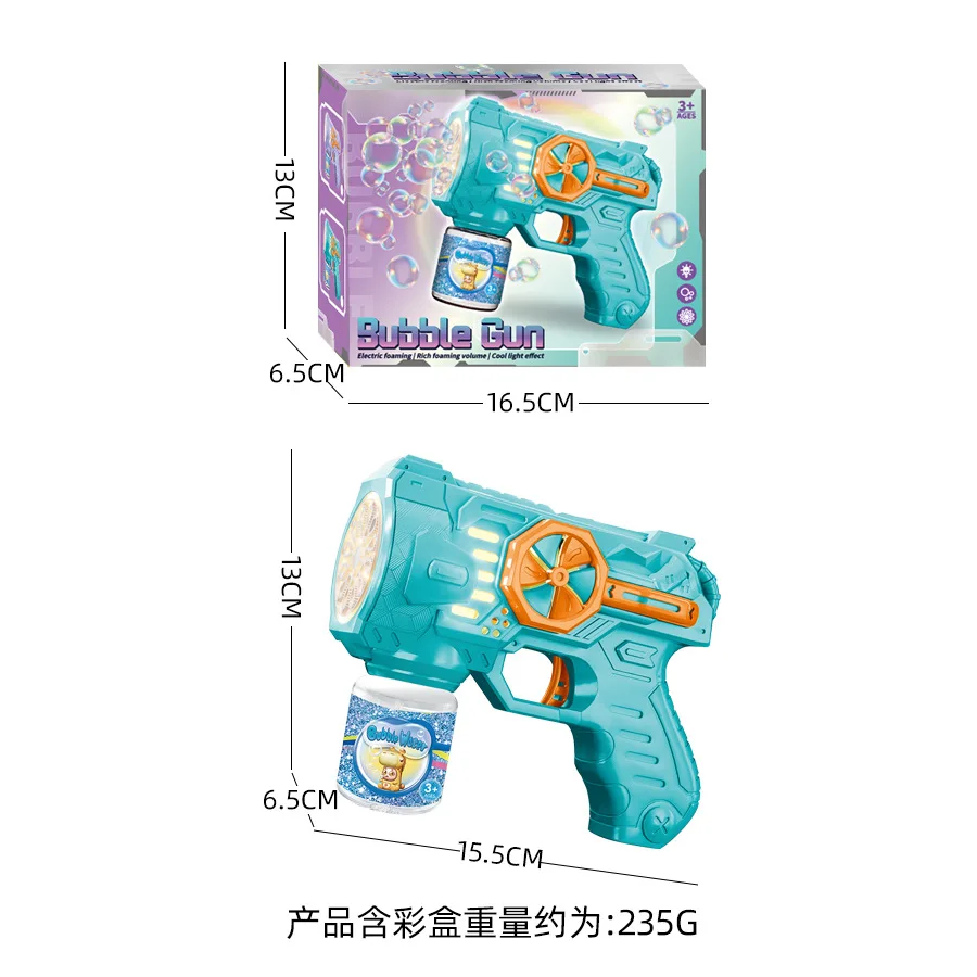 Pistola de bolhas infantil, máquina sopradora de bolhas portátil totalmente automática sem vazamento, brinquedo ao ar livre