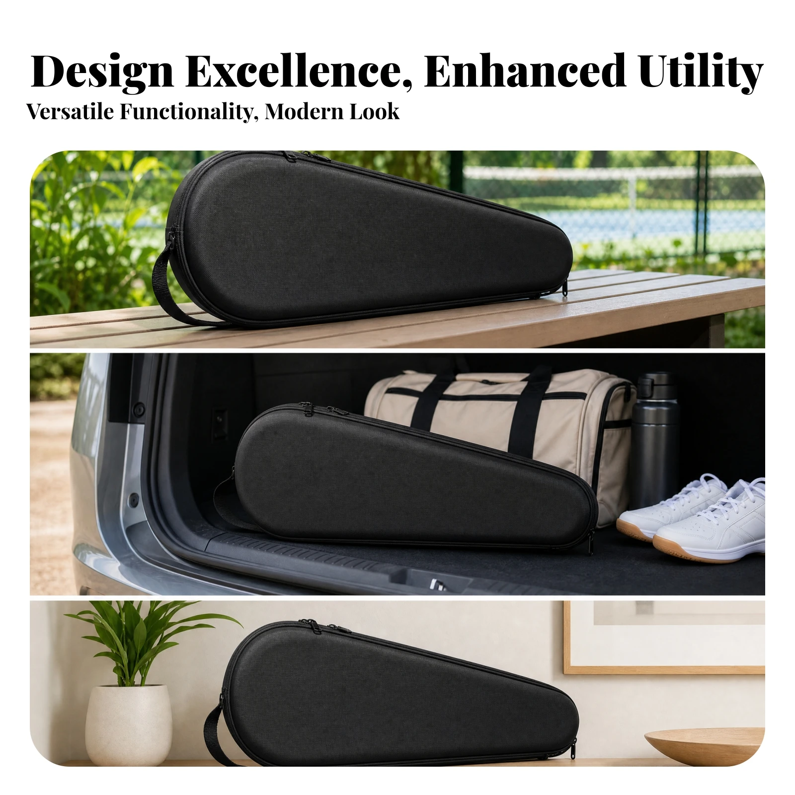 Safeguarding Pickleball Paddle Bag Teardrop Racket Case Shock Resistant Black Hard Shell Racket Case Paddle Bag