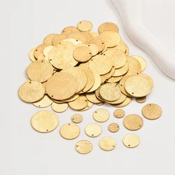 Brass circular pendant pendant, simple coin style single hole solid brushed disc pendant, used for making DIY pendant jewelry