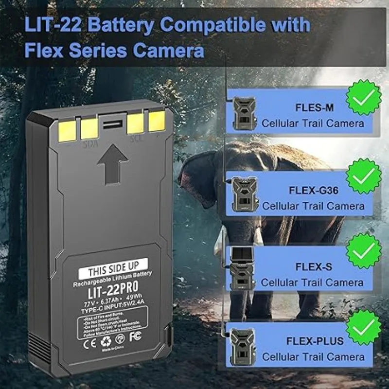 

7000mAh For SPYPOINT LIT-22 Battery for Cellular Trail Cameras for Flex Series (M, Dark, S-Dark, S, G36, Flex-Plus)