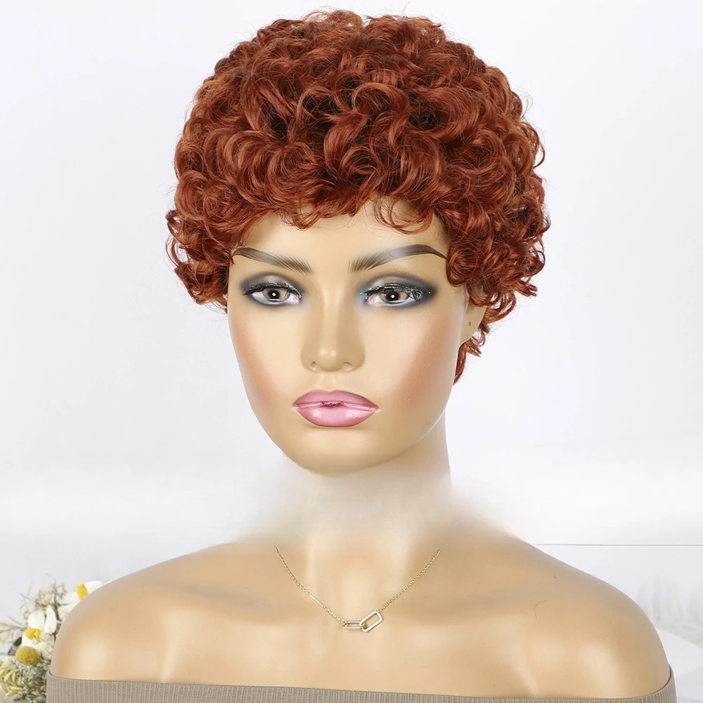 شعر مستعار نسائي قصير مجعد من الألياف الكيماوية #3