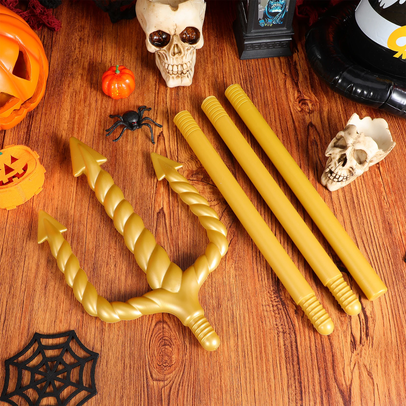 

Halloween Demon Fork Prop Cosplay Devil Costume Accessory Spiral Trident Detachable Performance Decor 2025 Latest Design