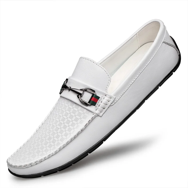 Spring Summer White Men Loafers Genuine Leather Casual Shoes Mens Moccasins Mocassin Homme Luxury Shoes Mocasines Hombre Slip On