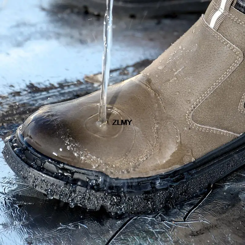 Scarpe da saldatore da uomo impermeabili stivali di sicurezza da lavoro con punta in acciaio scarpe antinfortunistiche antiscintilla da uomo Slip On