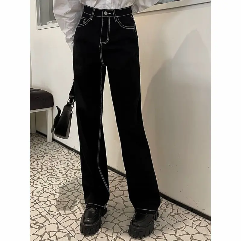 

Black Jeans for Women Straight Leg Slimming New Style Loose American Retro High Waisted Wide Leg Pants Women's Fashion