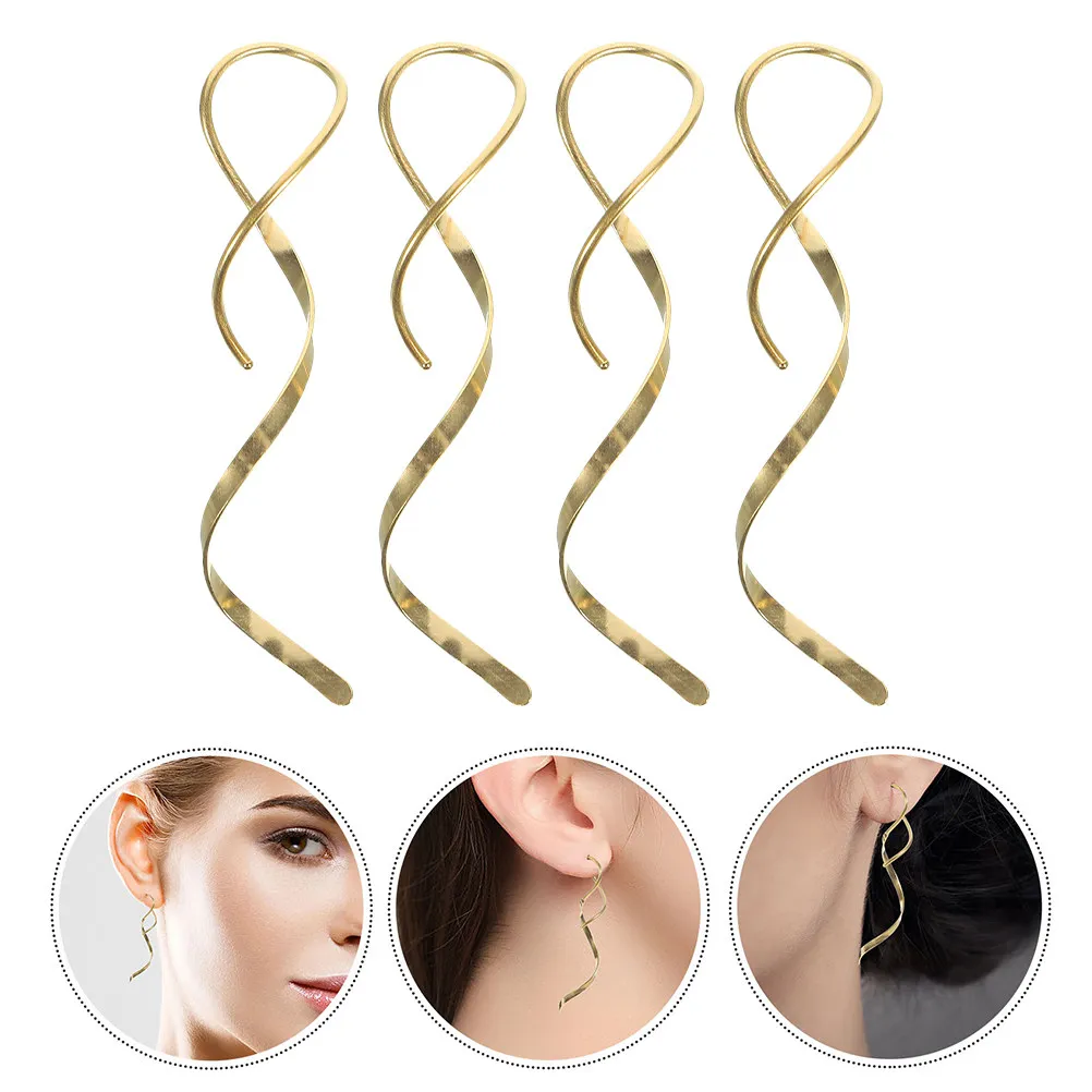 4Pcs Stainless Steel Spiral Threader Earrings Tassel Drop Dangle Ear Pendants Women Fashion Jewelry Dangle Earrings