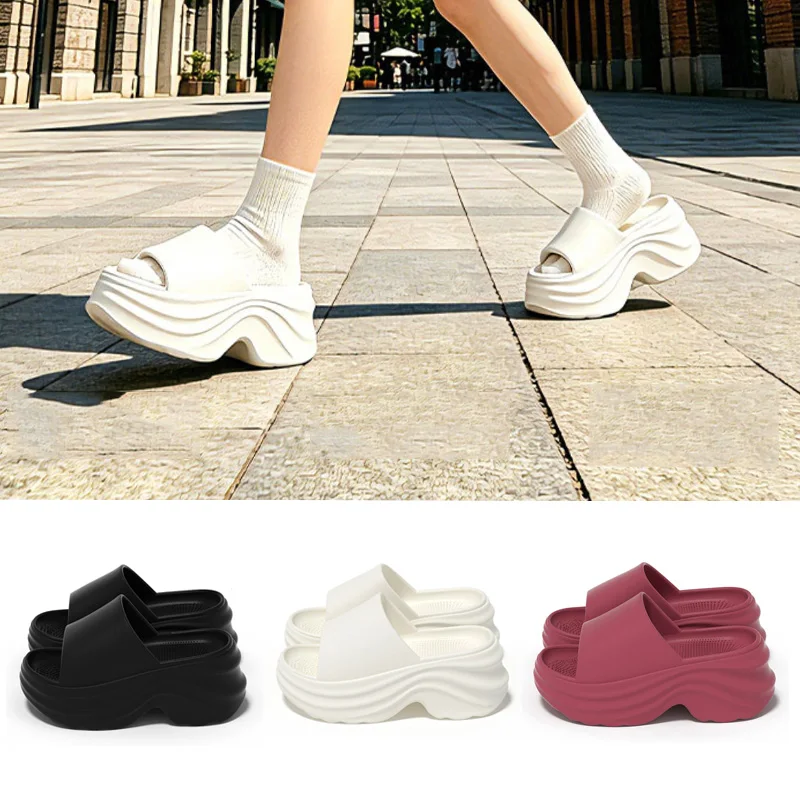 Chunky Plateau-Slipper für Damen – Rutschfeste Indoor- und Outdoor-Sandalen, Strand-Slides aus EVA, rutschfeste offene Sommerschuhe für Zuhause – Detail 2