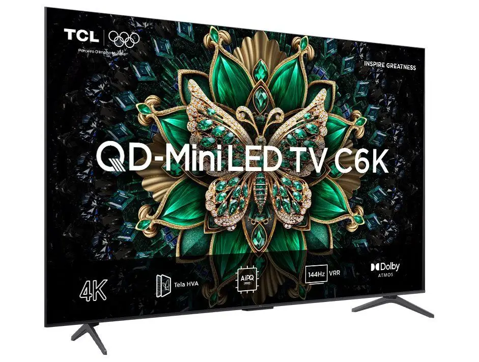 تلفزيون ذكي 65 TCL 4K UHD MiniLED 65C6K 120 هرتز تلفزيون جوجل AiPQ مساعد جوجل 4 HDMI 2 USB