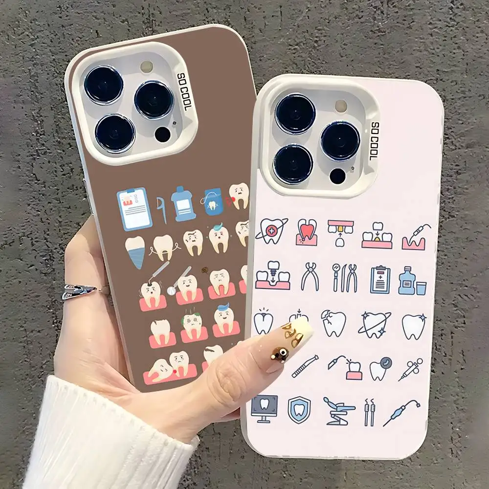 

Dentist Teeth Tooth Phone Case For iPhone 17,16,15,14,13,12,11,Pro,XS,Max,Plus,Mini,SE White Candy Matte Shockproof Cover