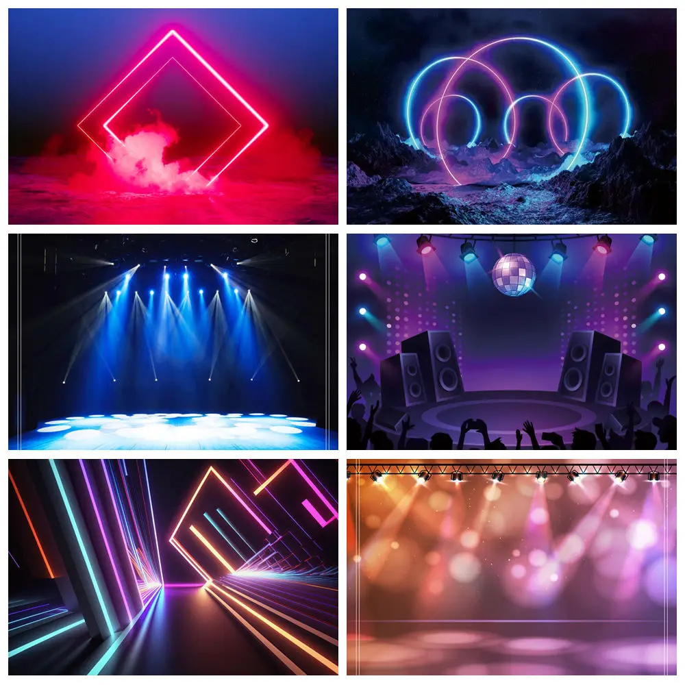 

Neon Color Women Men Sign Happy Birthday Banner Backdrop Dance Stage Party Photo Studio Background 3D Photography Shooting Props