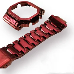 PVD Red Metal Bezel Watch Strap Band GWM5610 GW5000 DW5600 for 5610 5600 Stainless Steel Watchband Case Frame Bracelet MOD