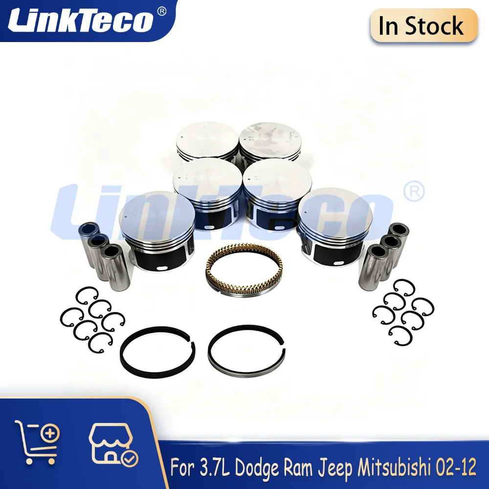 Pistão de Motor com Anéis e Conjunto de Pinos Compatível com 3.7L 4.7L para Dodge Durango, Dakota, Jeep Liberty, Commander, Grand Cherokee 02-12