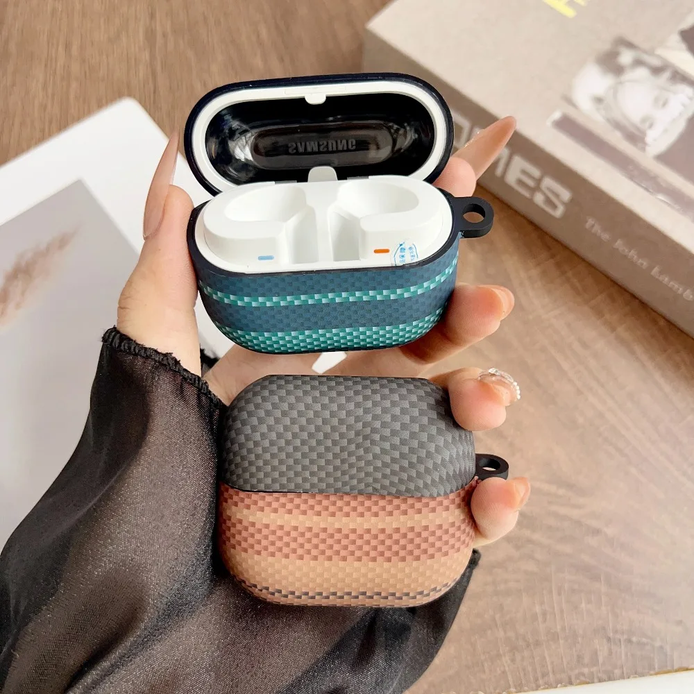 

Retro Color Block Woven Case for Samsung Galaxy Buds 4/4 Pro/ 3 Shockproof Protective Cover Fashion Earphone Case for Men Women