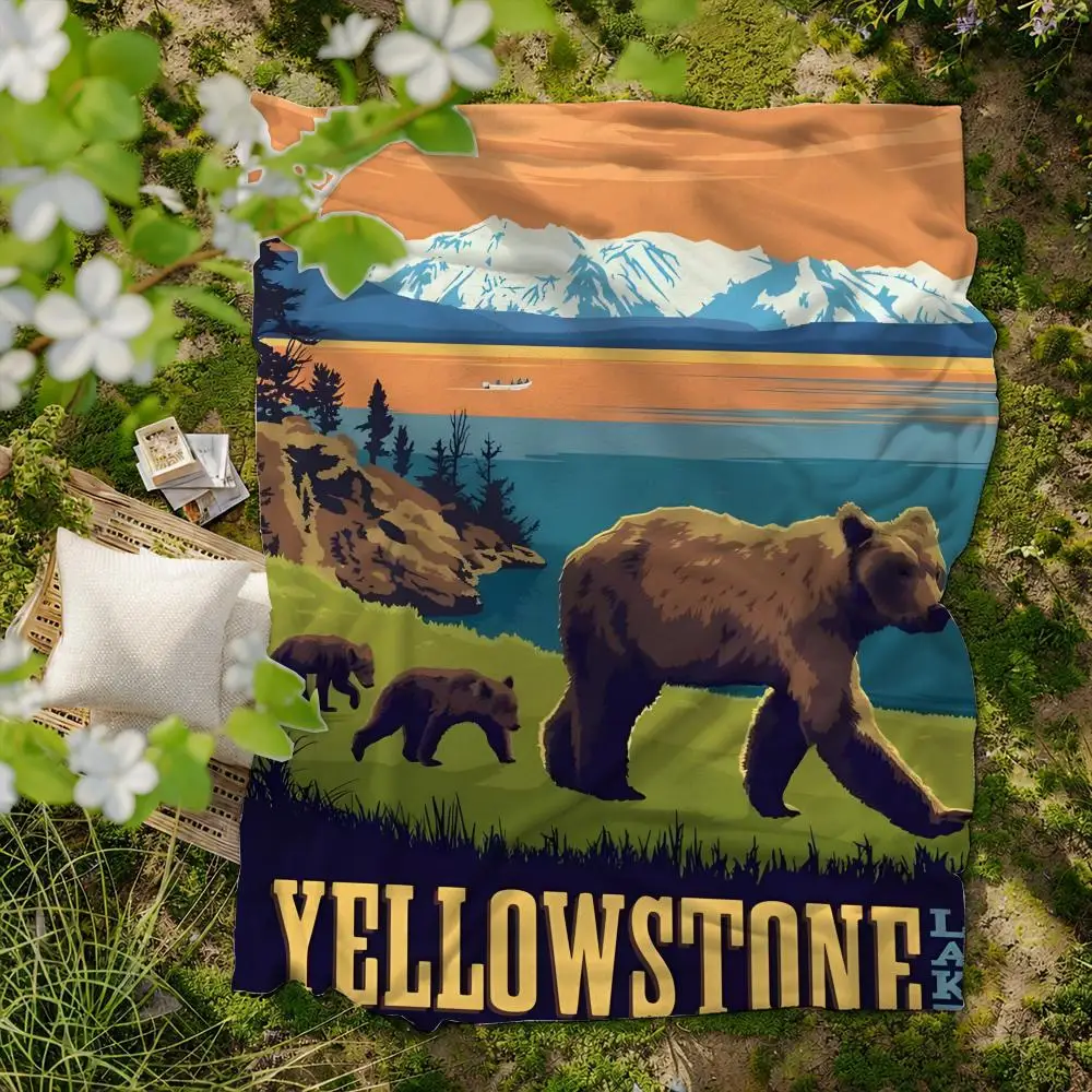 nature Y-Yellowstone Park Throw Soft Flannel Blanket for Bed Bedroom Sofa Picnic Throw Skin-friendly Breathable Gift Cover