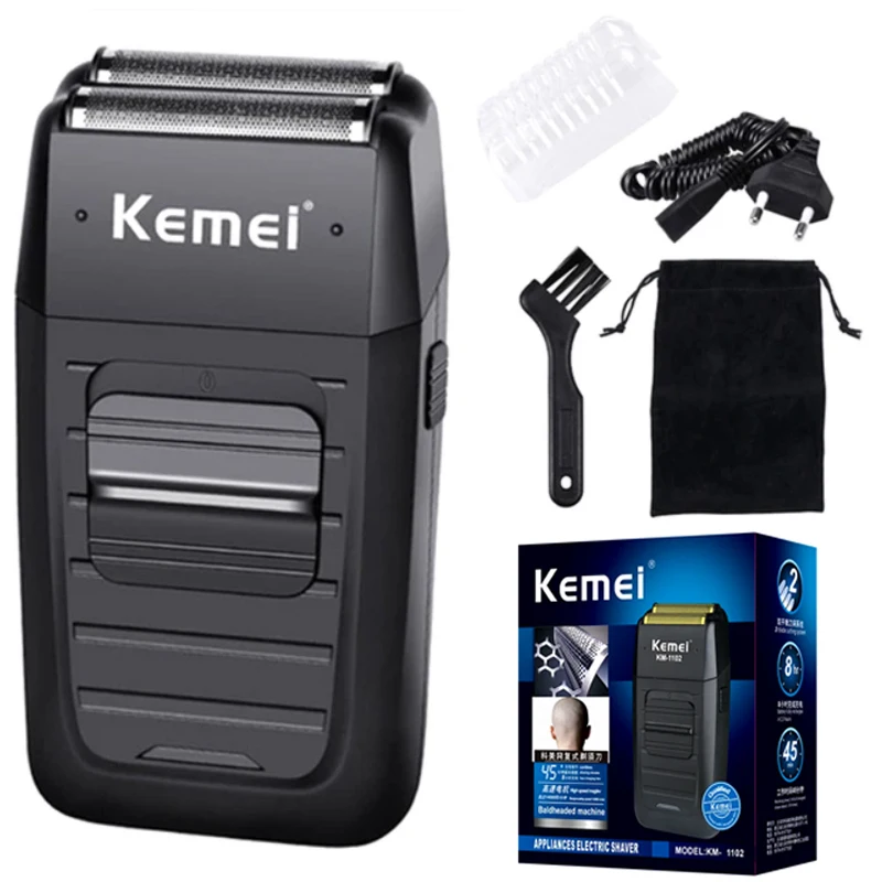 Kemei Rechargeable Cordless Shaver for Men Twin Blade Reciprocating Beard Razor Face Care Multifunction Strong Trimmer KM-1102