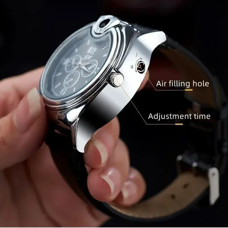 Metal Gas Watch Lighter Refillable Gas Portable Outdoor Windproof Lighter Fashionable And Cool Lighters Personality CreativeGift