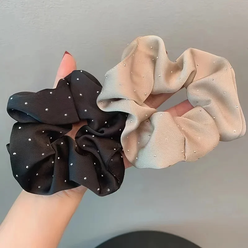 1/3PCS Satin Scrunchies with Rhinestones Decor - Soft and Comfortable Hair Ties for Ponytail and Hair Accessories view 5