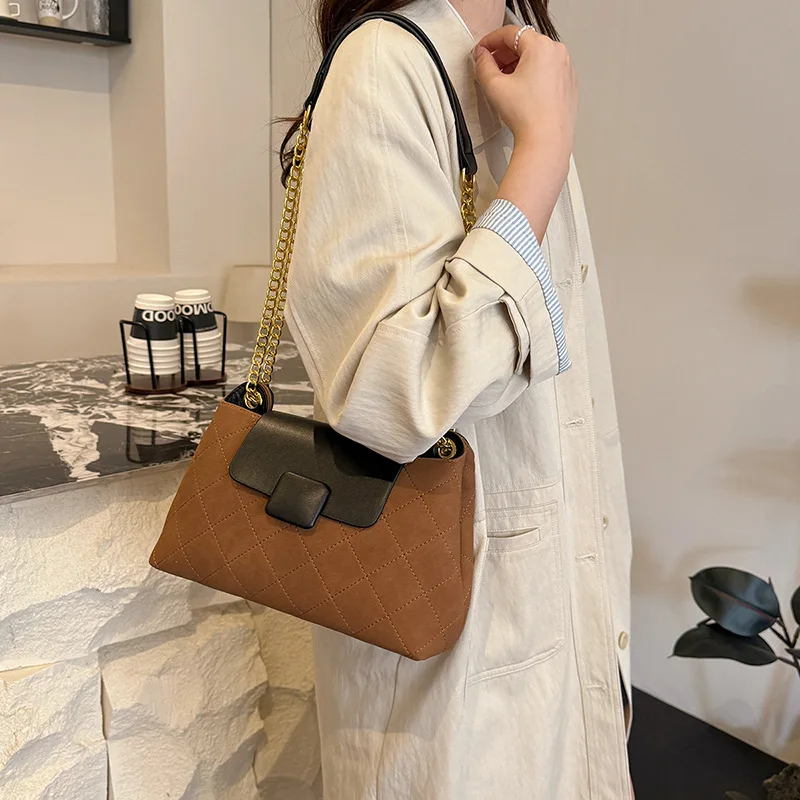 

2025 Designer Chain Strap Bag - Geometric Quilted Underarm Purse, Crossbody/Shoulder Multi-Way, Small Luxury Bag for Women