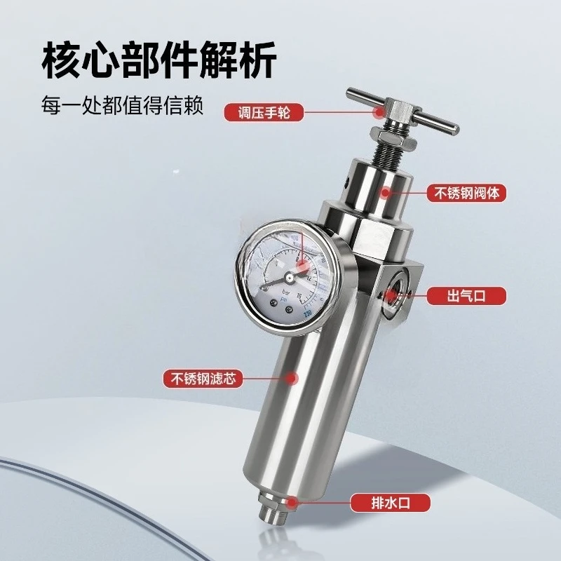 316 Stainless Steel SR/SFR Filter Pressure 8.0MPa High Pressure Regulating Valve 4 Points DN15 Air Nitrogen Corrosion Resistance