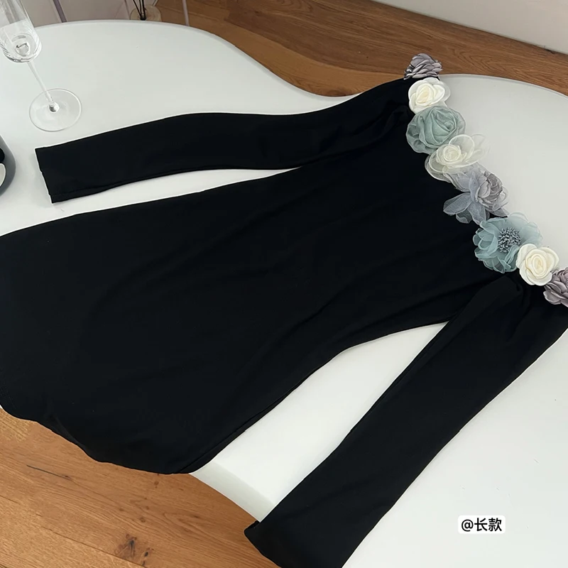 Abito aderente lavorato a maglia con scollo a barchetta da donna con spalle scoperte abito sottile sexy 2024 abiti pullover streetwear solidi