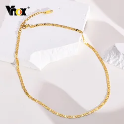 Vnox Womens Flat Mariner Chain Necklace, Gold Color Stainless Steel 3.2MM Marina Chain Choker Collar