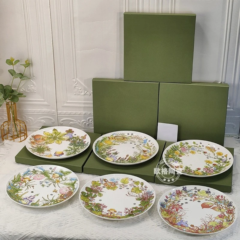 

Japanese Style Cute Bone China Plates Steak Plate Western Food Dish Exquisite Cartoon Pattern Home Dinner Plates