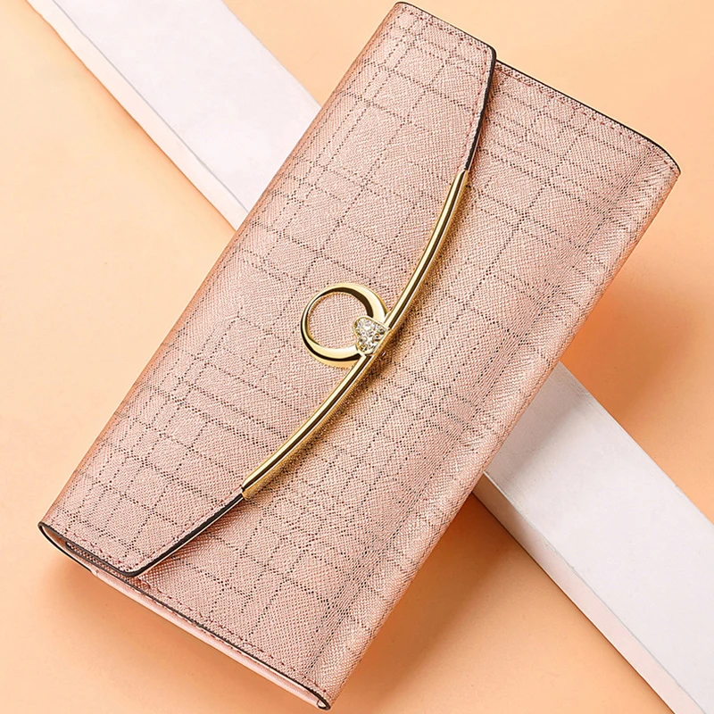 

Luxury Designer Women's Long Leather Wallet High Quality Large Capacity Purses for Women Multifunctional Simple Elegant Handbag