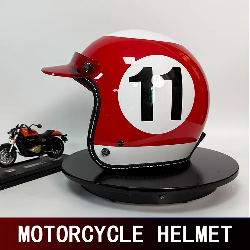 Small Helmet Ladies Electric Motorcycle Helmet universal Retro Half Helmet Cruise Car Helmet for Men and Women in Four Seasons.