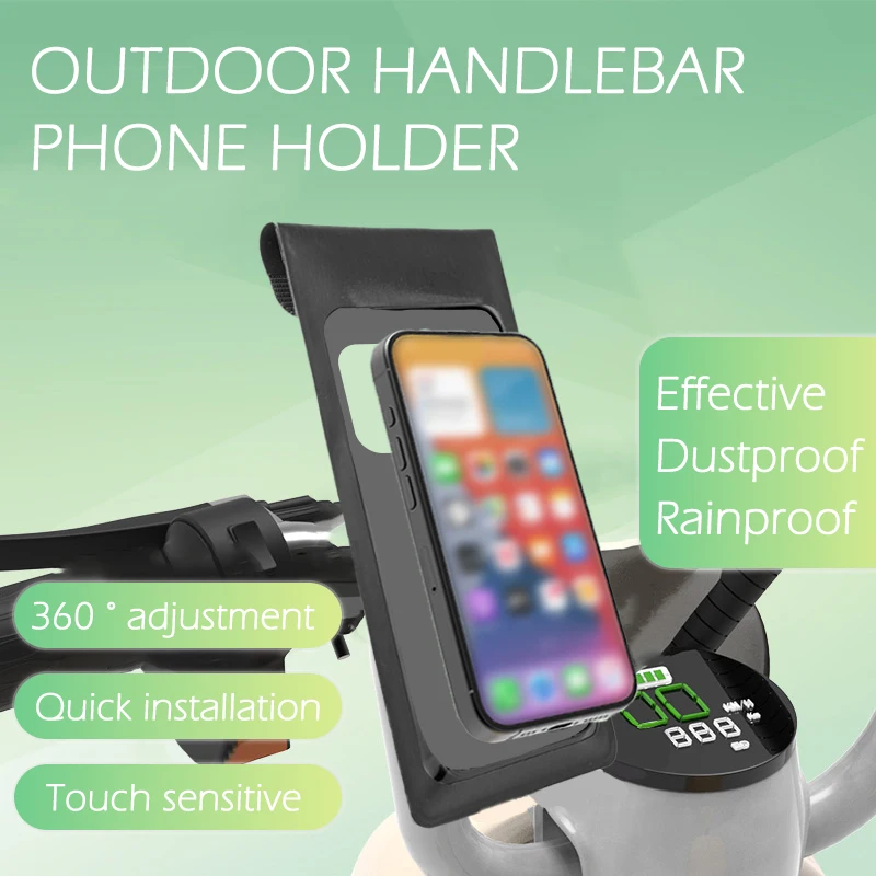 Outdoor Handlebar Phone Waterproof Bag Holder, Bicycle and Motorcycle Navigation Holder, Touch Sensitive, Can Rotate Freely
