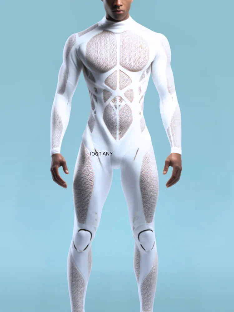 Herren Sexy Stretch-Strumpfhose Bodysuit Halloween Karneval Party Krieger Bühnenauftritt Cosplay Kostüm Zentai Anzug 2026 – Detail 2